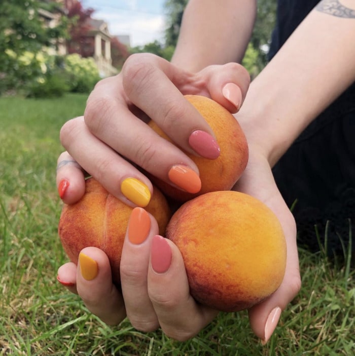 Skittles Manicure - warm toned nails