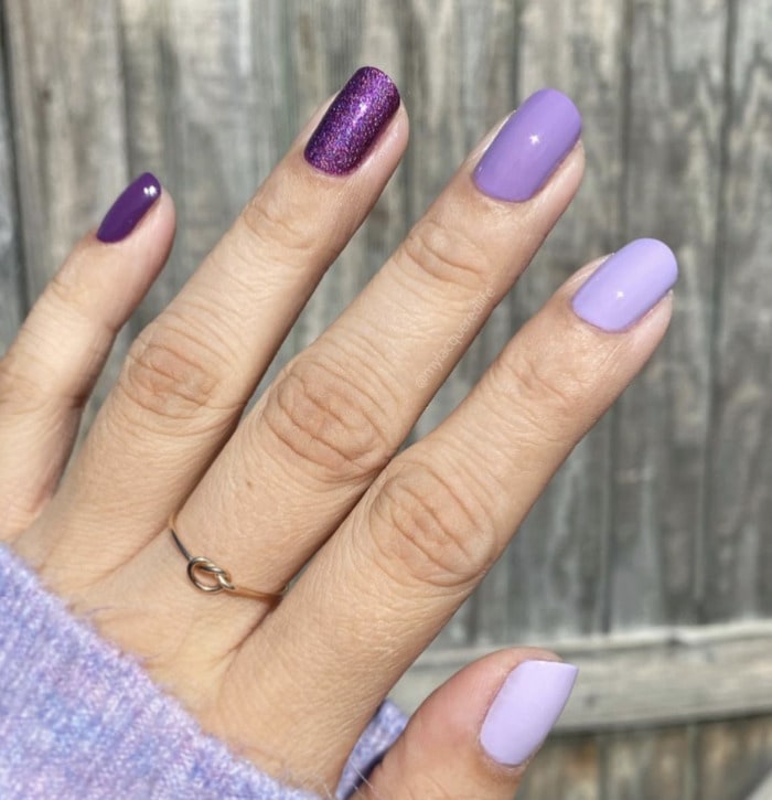 Skittles Manicure - shades of purple nails