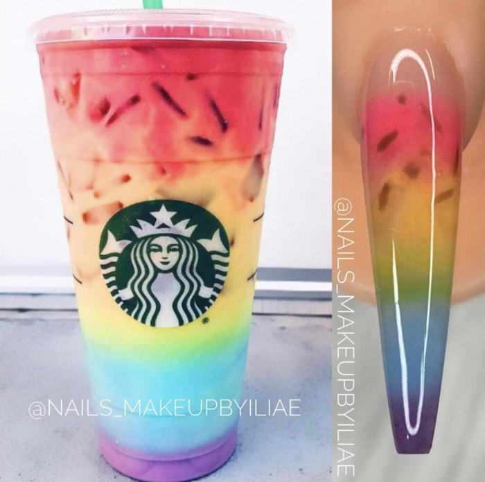 Starbucks Nails - Rainbow Refresher