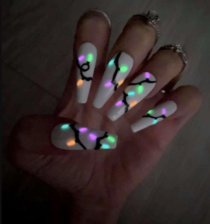 Winter Nails - light up Christmas lights