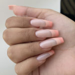 Coffin Nail Designs - Peach Nails