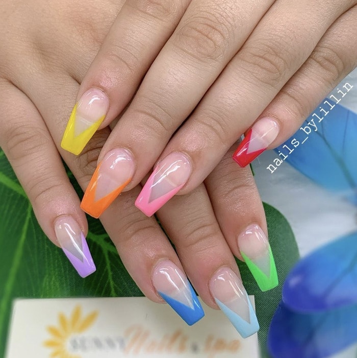 Coffin Nail Designs - Skittles Nails