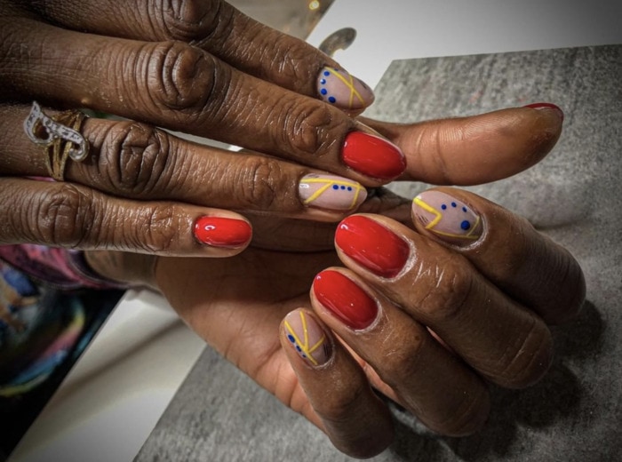 Gel Short Nail Designs - primary colors
