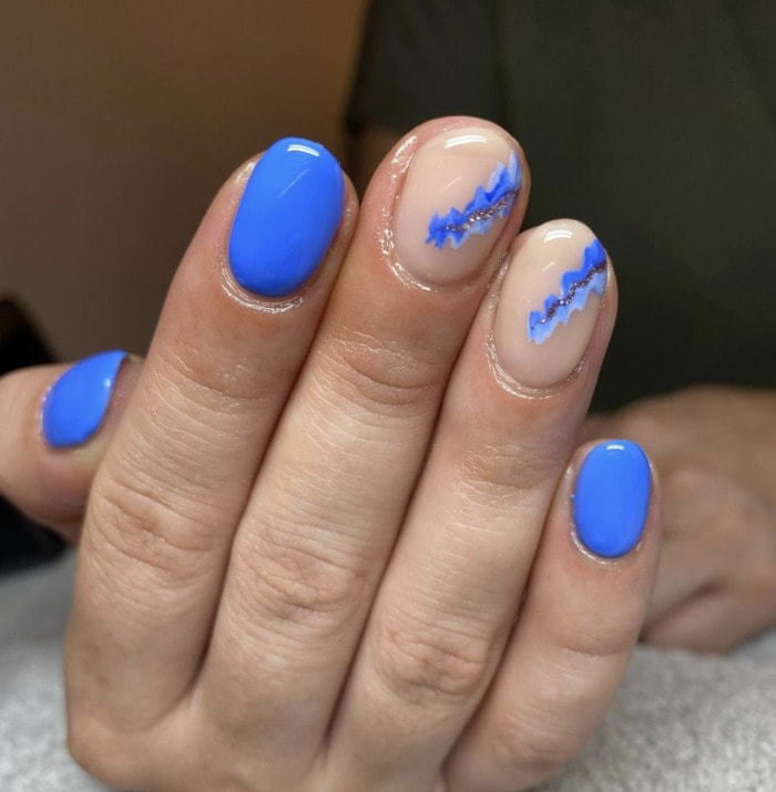 Gel Short Nail Designs - electric blue