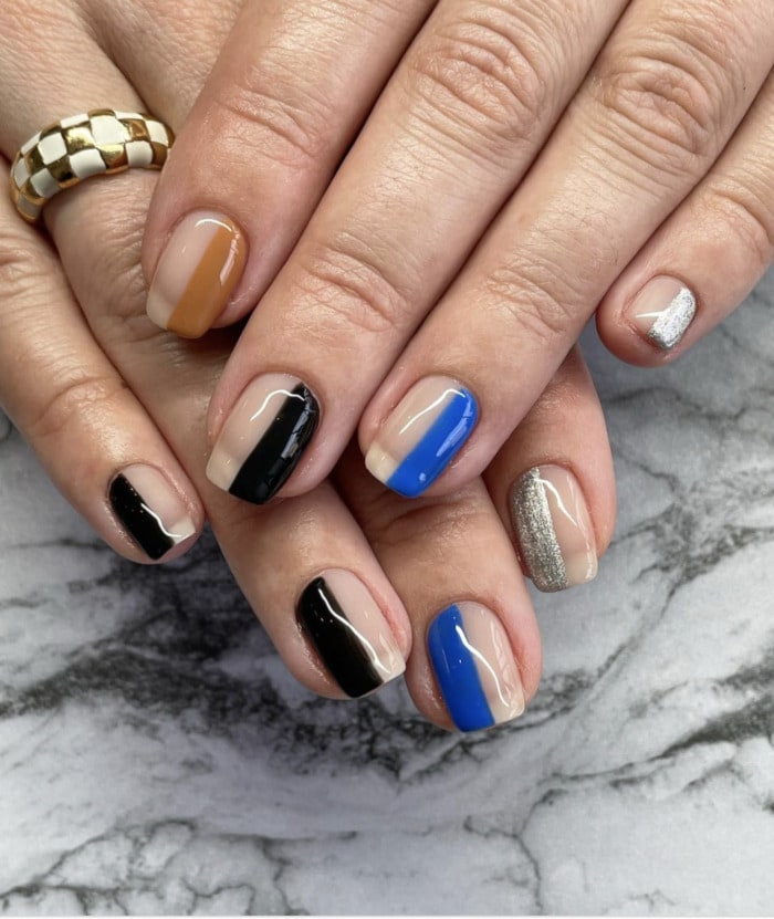 Gel Short Nail Designs - two-toned design
