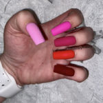 Pink Ombre Nails - bright pink skittles mani