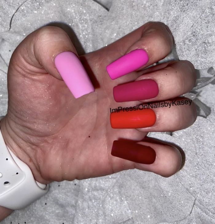 Pink Ombre Nails - bright pink skittles mani