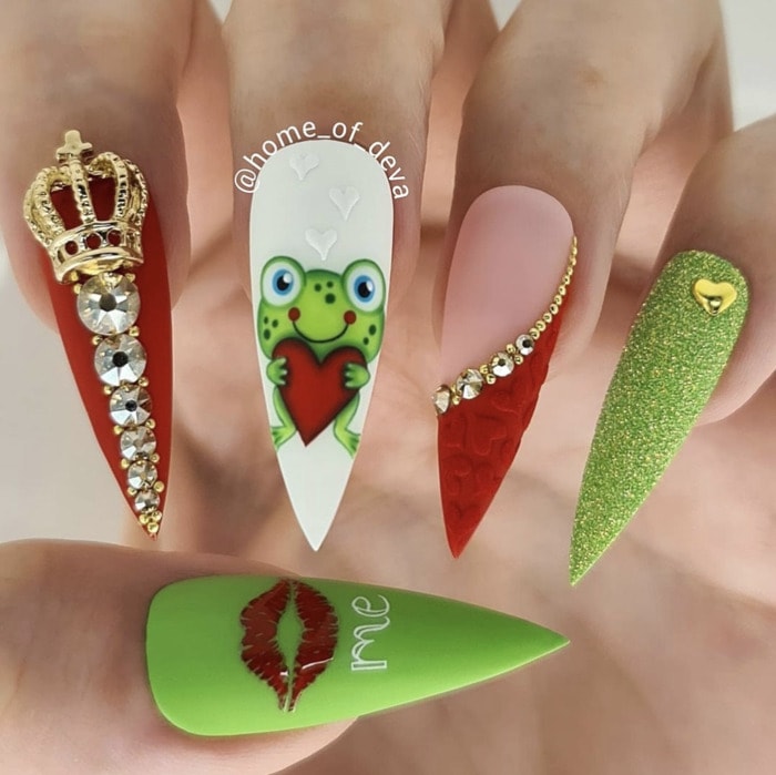 Valentine's Day Nail Designs 2022 - Kiss the frog