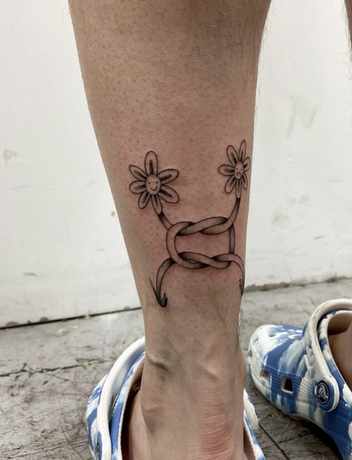 Ankle Tattoos - Intertwined Flowers