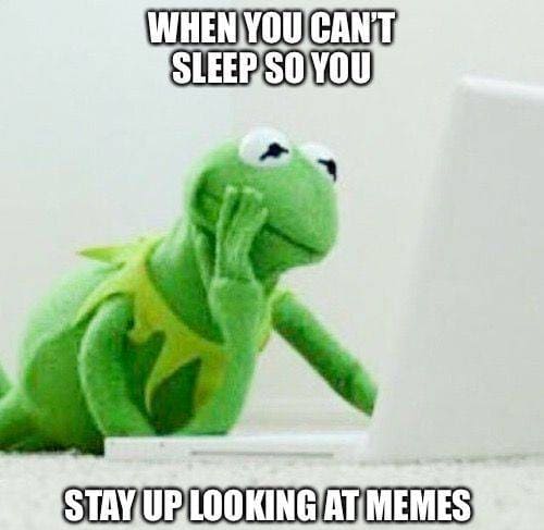 Can't Sleep Memes - kermit the frog