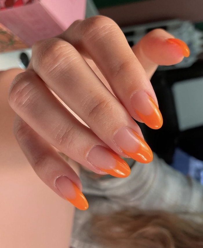 French Tip Nails - orange