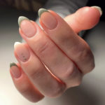 French Tip Nails - sage green