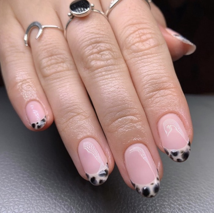 French Tip Nails - leopard