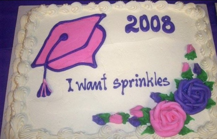 Funny Cakes - I want sprinkled graduation sheet cake