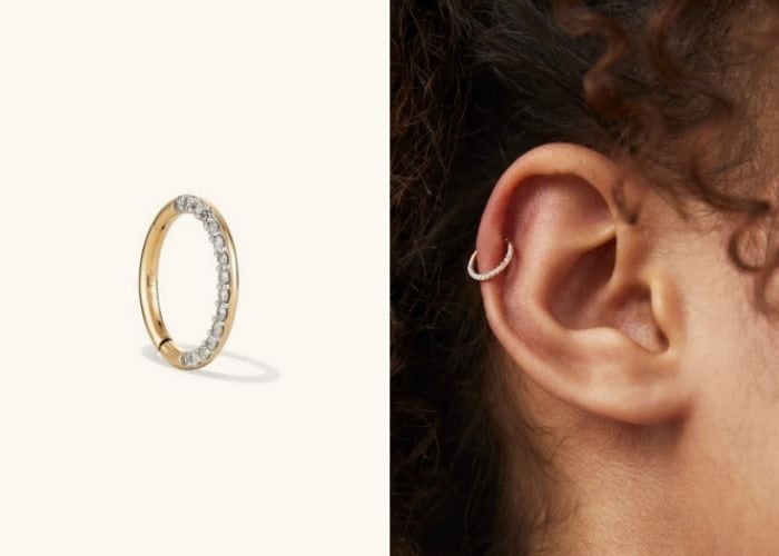 Helix Piercing Jewelry - Mejuri Gold Diamond Hoop