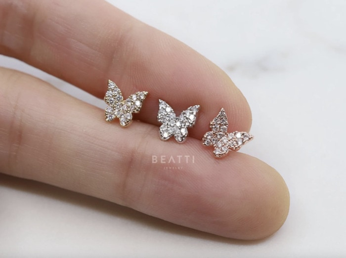 Helix Piercing Jewelry - Butterfly Studs