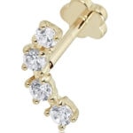 Helix Piercing Jewelry - Gold Diamond Curved Barbell