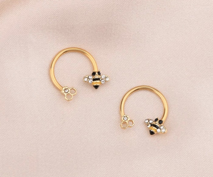 Helix Piercing Jewelry - Honeybee Horseshoe Helix Earring