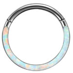 Helix Piercing Jewelry - Titanium Opal Hoop