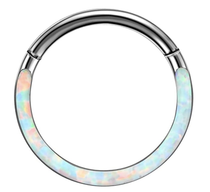 Helix Piercing Jewelry - Titanium Opal Hoop