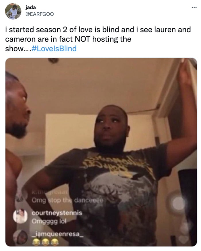 Love is Blind Tweets - Cam and Lauren not hosting