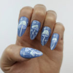 Mushroom Nails - blue monochromatic shrooms