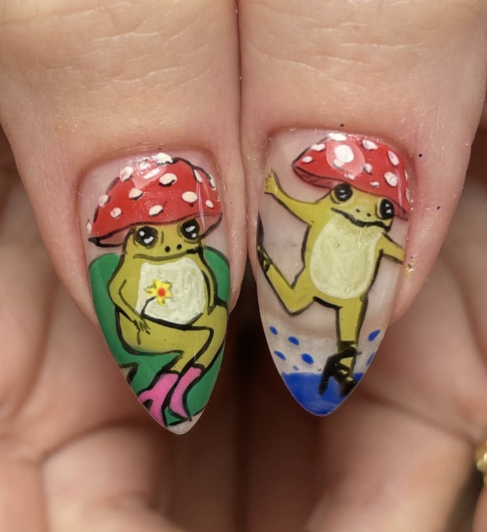 Mushroom Nails - toads with mushroom tops
