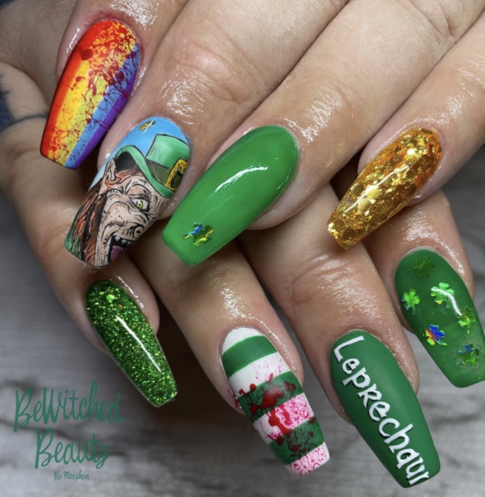 St Patricks Day Nails - Leprechaun Movie Nails