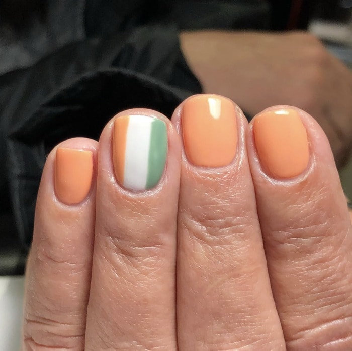 St Patricks Day Nails - Irish Flag orange