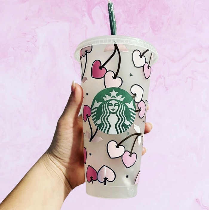 Cute Cherry Starbucks Cup / Cherries Tumbler Cup / Girlfriend Gift / Gift  for Her / Mom Gift / Iced Coffee Cup / Fun Gift / Coffee Gift 