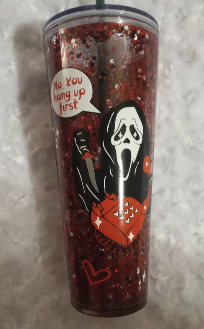 Scream Starbucks Cup Tumbler, Handmade, Ghostface, Halloween, Hang Up