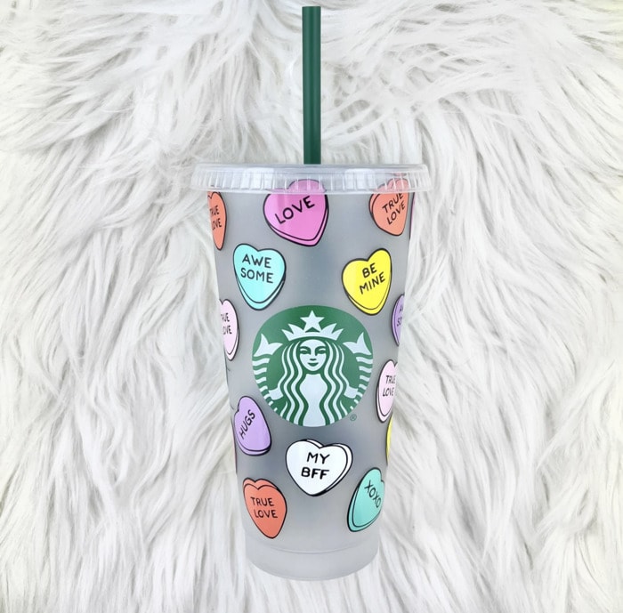 Starbucks Valentine's Cups Etsy - Coversation Hearts Cold Cup