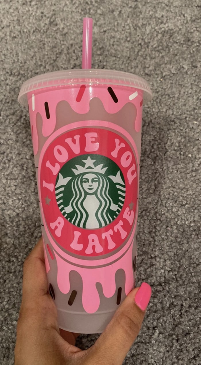 Starbucks Valentine's Cups Etsy - Love You a Latte Cold Cup