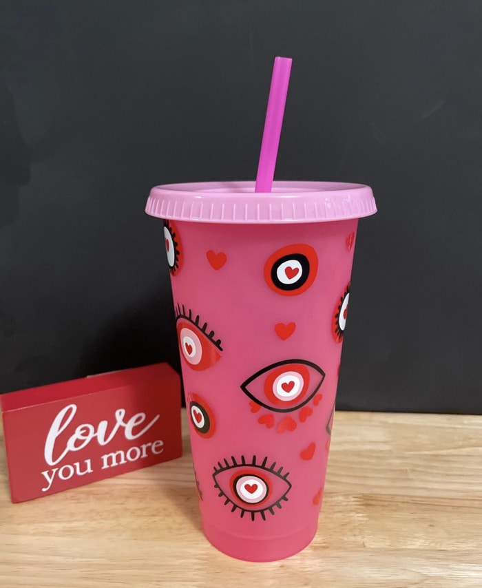 Wholesale Starbucks tumbler- pink hearts tumbler- valentine tumbler- pink  Starbucks cup- valentines day Starbucks tumbler- pink faux glitter tumbler  for your store - Faire