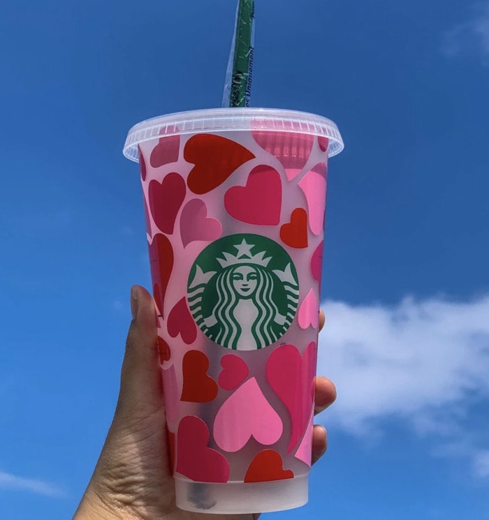 Starbucks Valentine's Cups Etsy - Pink Red Hearts