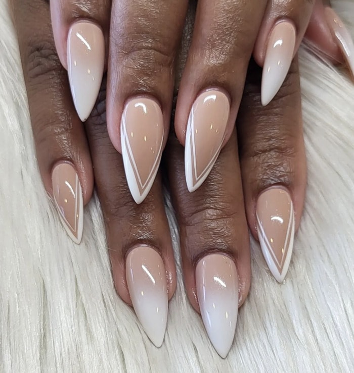Stiletto Nails - Neutral Double French Tip
