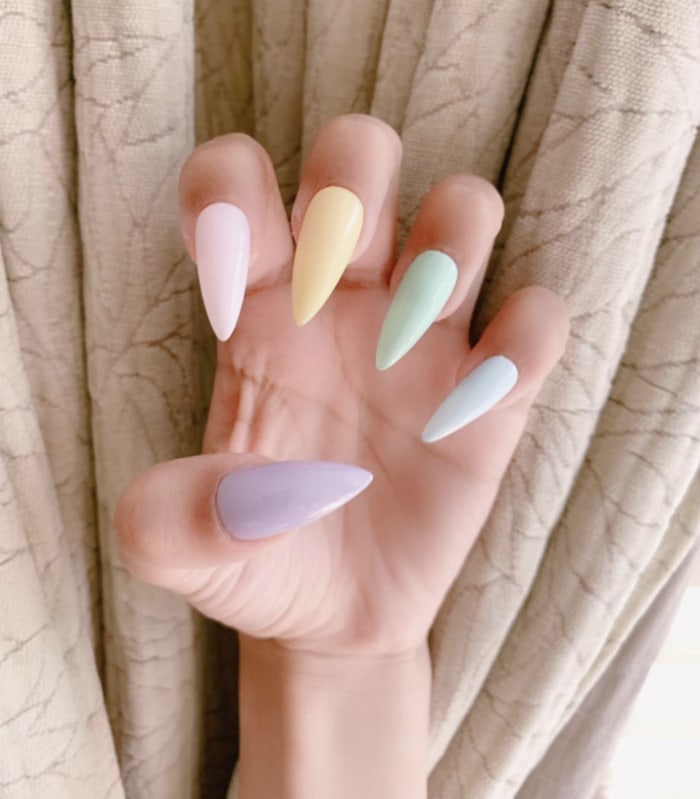 Stiletto Nails - Pastel Skittles Manicure