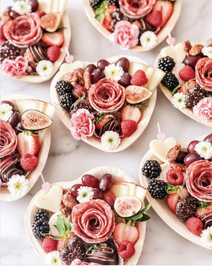 Valentine's Charcuterie Boards - heart shaped mini boards