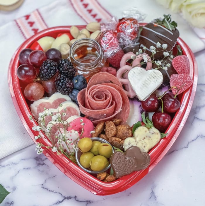 Valentine's Charcuterie Boards - heart shaped charcuterie