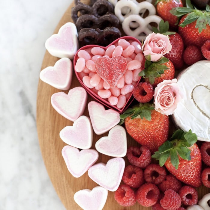 Valentine's Charcuterie Boards - hearts and fruit