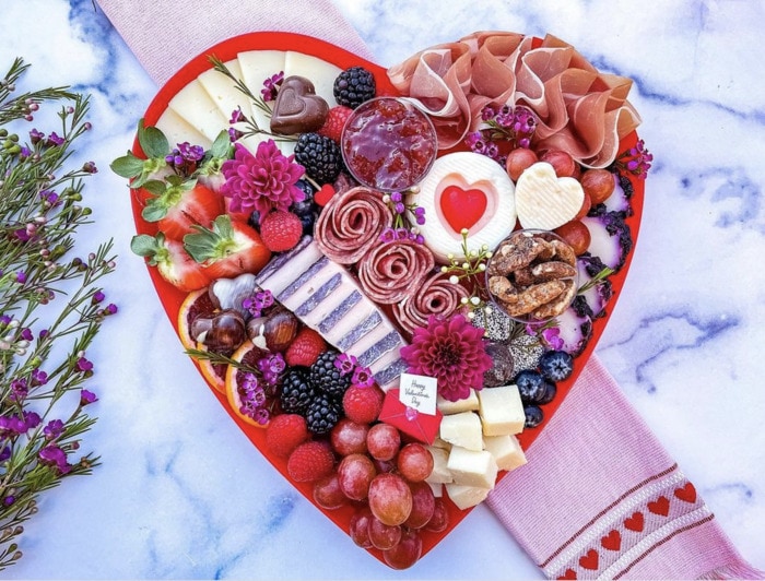 Valentine's Charcuterie Boards - heart shaped board