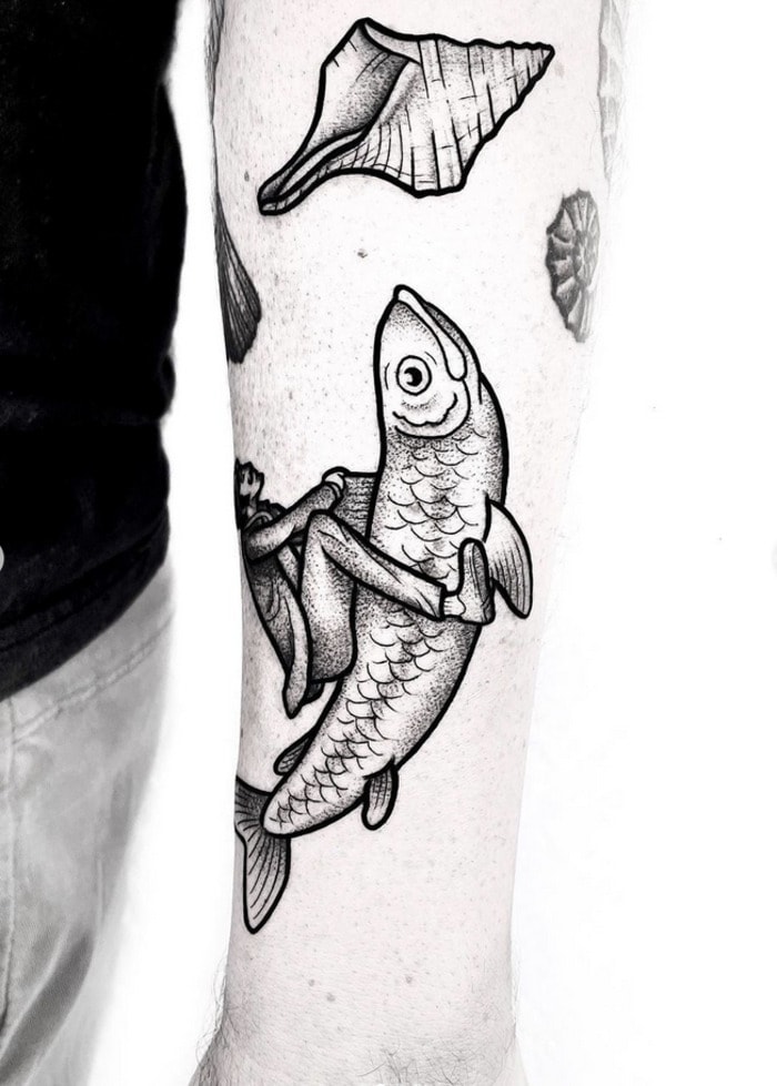 Funny Tattoos- Cowboy Riding Fish