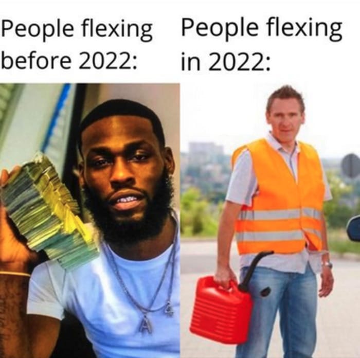 Gas Memes Tweets - flexing now vs then