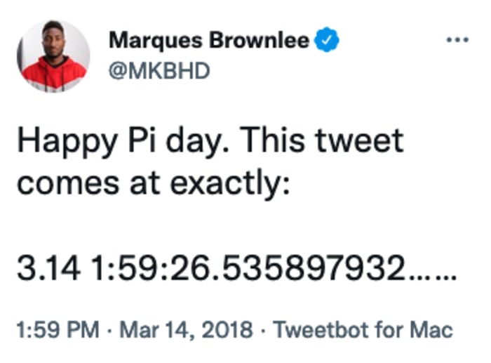 Pi Day Memes - This tweet comes at exactly