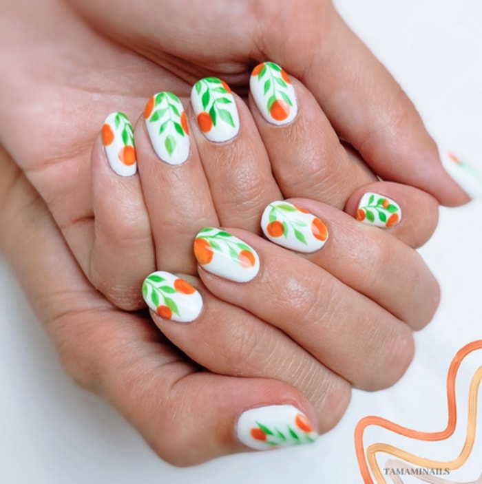Spring Nails 2022 - orange plant