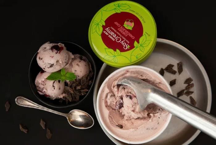 Trader Joes Ice Cream - Soy Creamy Cherry Chocolate Chip Non-Dairy Frozen Dessert