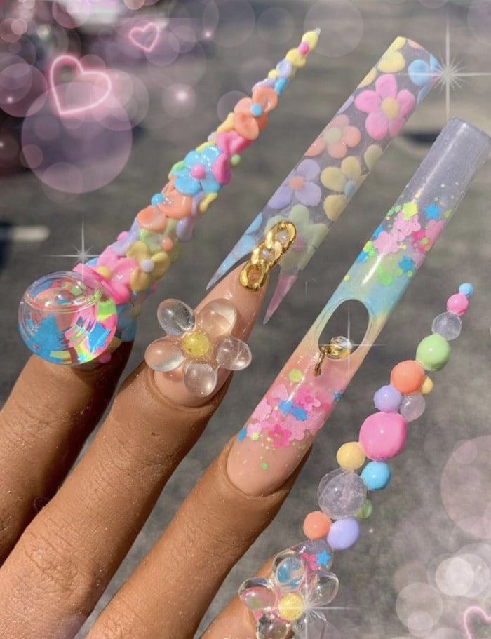 3D Nails - Sculpted spring nails
