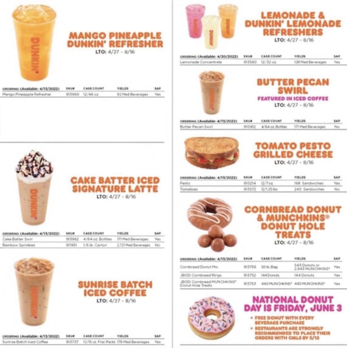 The Dunkin' Donuts Spring Menu for 2022 Has Arrived Let's Eat Cake