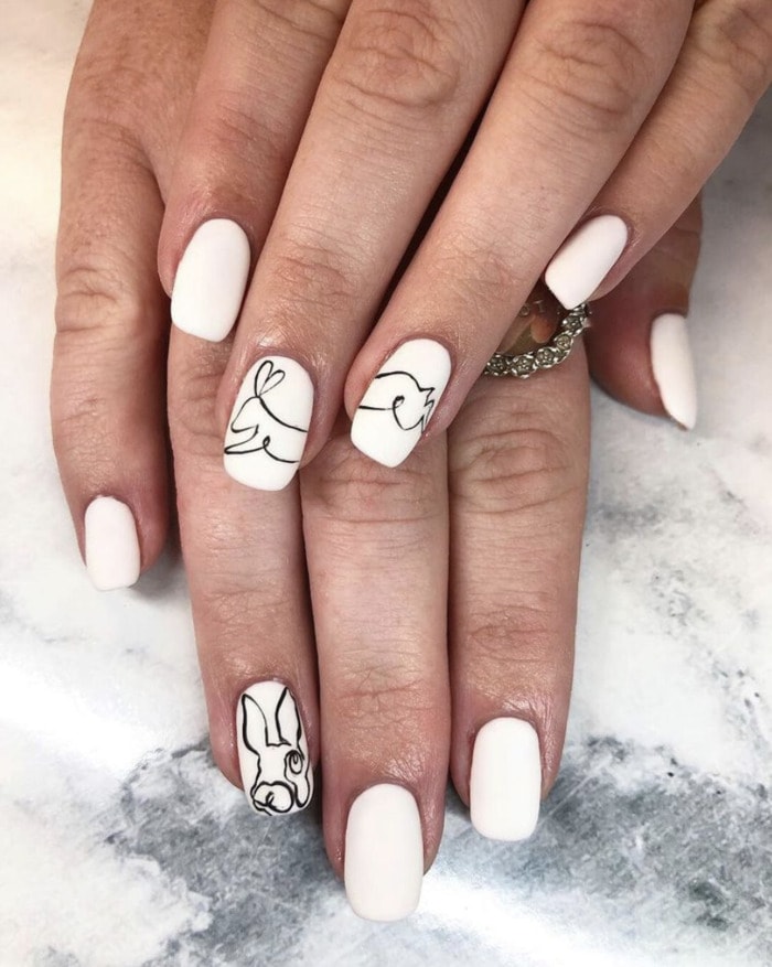 Easter Nails - Minimalist Bunny Art