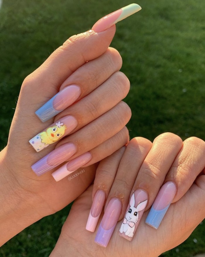 Easter Nails - Long Accent Nails